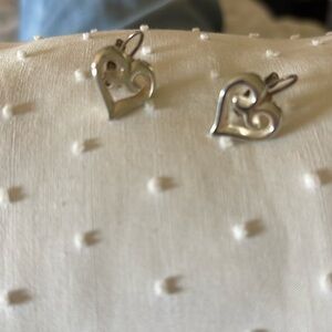Brighton Cute & Girly Cut Out Swirl Silver Heart Stud Earrings